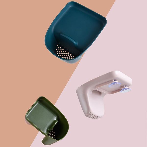 

storage baskets mini sink drain rack leftover soup filter shelf suction cup hanging basket food container kitchen rack16x13x10cm