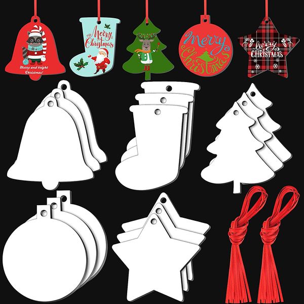 23 Stile, Sublimations-Weihnachtsschmuck, weißer Aluminium-Schlüsselanhänger, Weihnachtsbaum-Hängeanhänger, DIY-Handwerk, Partyzubehör, Heimdekoration