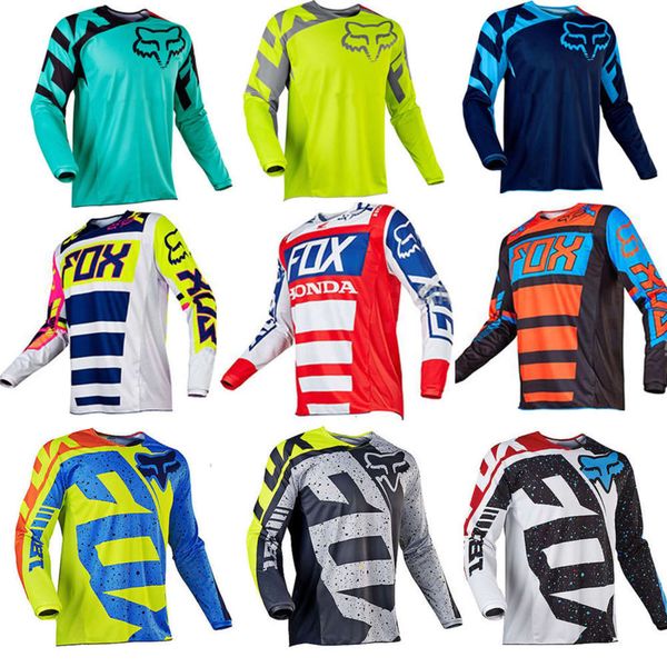 

selling speed down cross country motorcycle riding long sleeve racing suit quick dry round neck shirt, Black