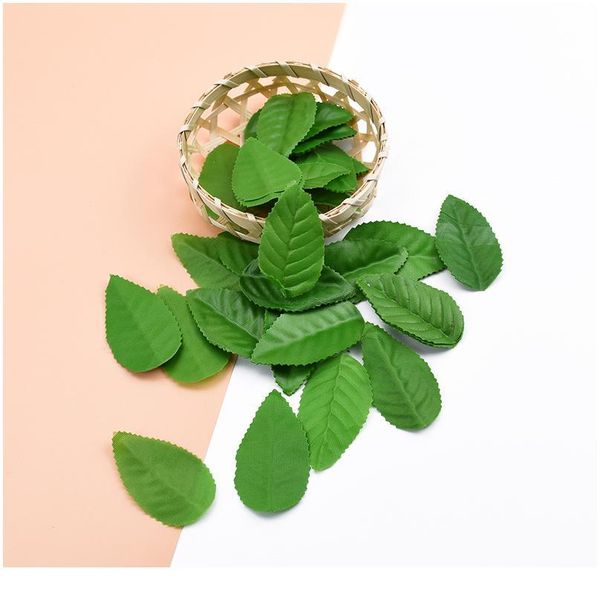 

200pcs silk leaf handmake artificial green leaves for wedding home decoration diy wreath gift scrapbook craft fak jllkbq