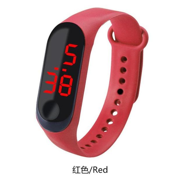 

wristwatches button models led bracelet watch men's / women's digital display sports casual silicone candy color clock gift relogi, Slivery;brown