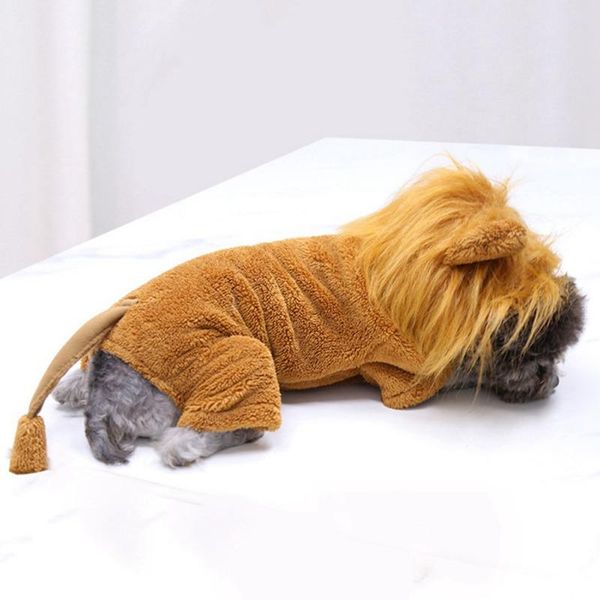 

cat costumes pet cosplay golden lion outfit four legged clothes funny cute flannel plush halloween costume party shooting props