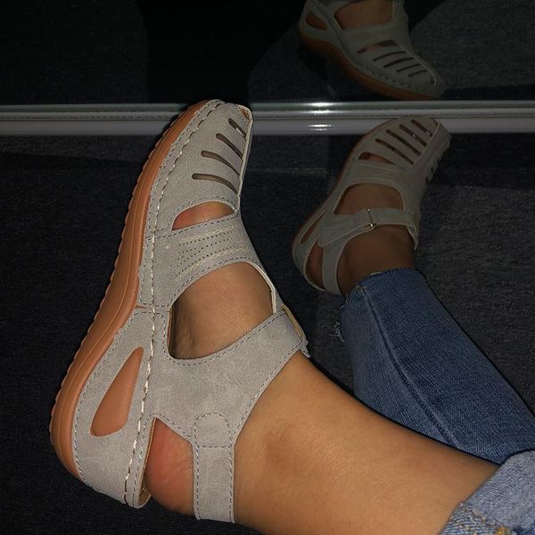 

sandals woman summer leather vintage buckle casual sewing women shoes female ladies platform retro sandalias plus 35-44, Black