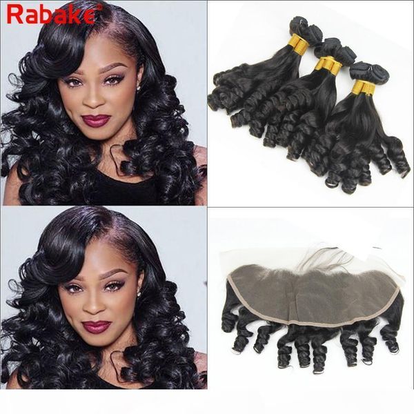 

8a grade brazilian virgin human hair bundles with frontal aunty funmi bouncy curl brazilian funmi curl hair 3 bundles with frontal closure, Black;brown