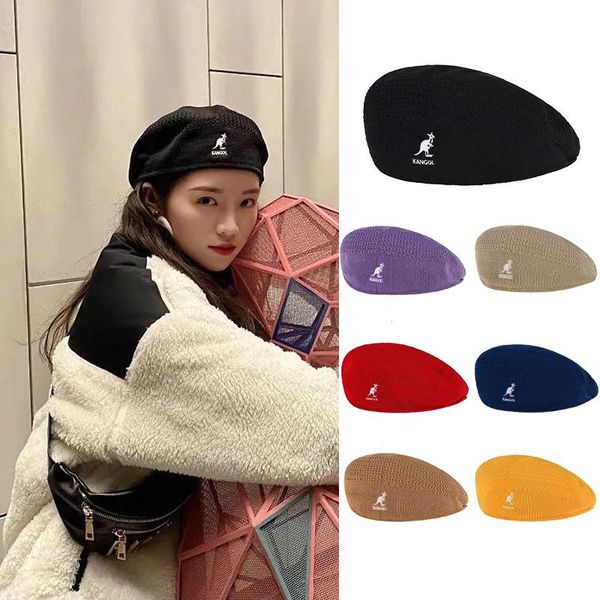 

berets kangaroo wool fashion beret hat bucket british style warm outdoor ladies solid color casual winter exquisite, Blue;gray