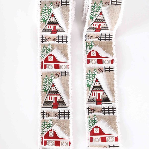 

new decorations 5m plush edge color christmas tree pendant cabin printed ribbon