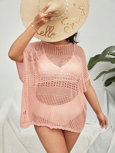 

plus dolman sleeve open knit without lingerie b2es#, Black