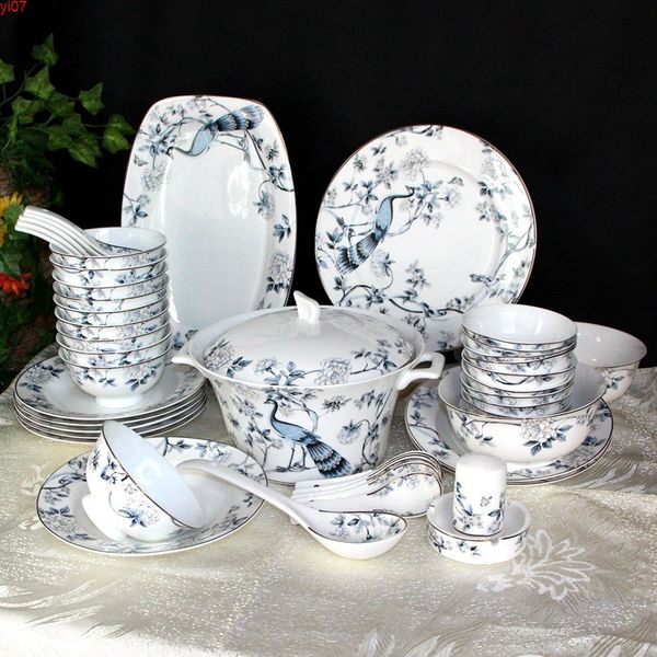 Blaue und weiße Porzellanschalen für Hochzeiten, antikes Geschirrset, Geschenke, Haushaltsteller, Jingdezhen Bone China-Geschirr, hohe Qualität