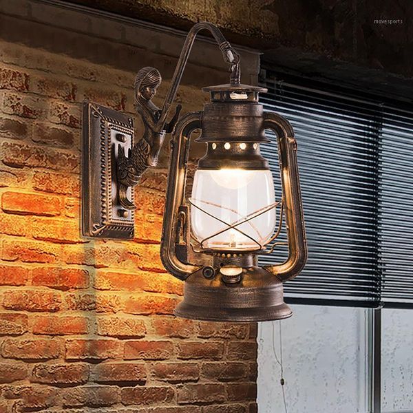 

wall lamp vintage lantern antique copper personalized kerosene fashion iron lights cafe aisle led home decor1