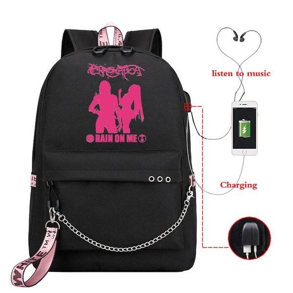 

backpack rain on me print women usb charging college student school bag teenager girl schoolbag children travel female