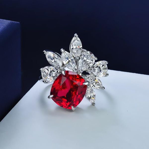 

wedding rings female ring sparkling blue diamond engagement red for women fine jewelry ladies silver color gifts, Slivery;golden
