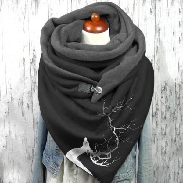 

scarves winter for ladies fashion scarf women luxury christmas elk printing button soft wrap casual warm shawls foulard, Blue;gray