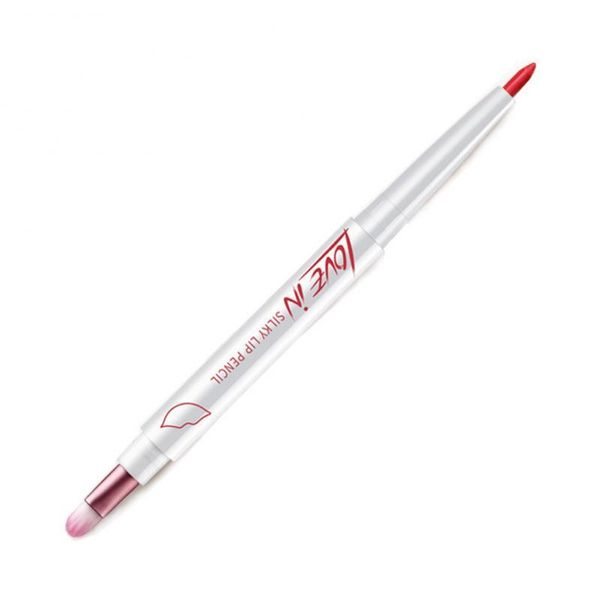 

lip pencils women cosmetic liner pen matte waterproof with brush long slim lipstick for female red lips 1 pcs