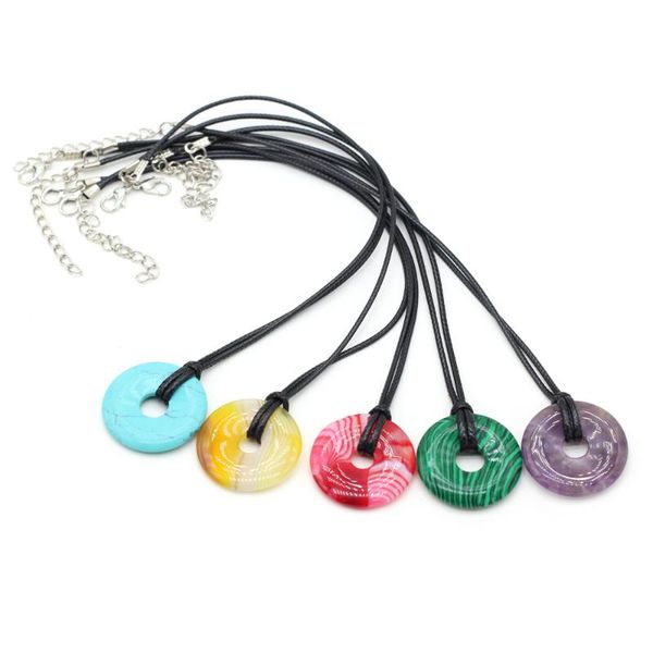 

pendant necklaces natural agates stripe stone necklace charms big hole beads for making diy party exquisite gift 30x30mm, Silver