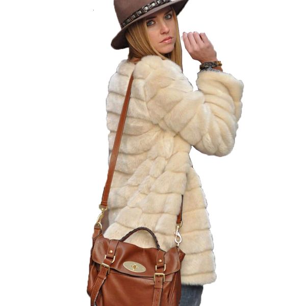 

autumn winter women faux fur coat 2020 casual solid long sleeve jackets coat fashion warm fur overcoat casaco feminino plus size 98rl, Black