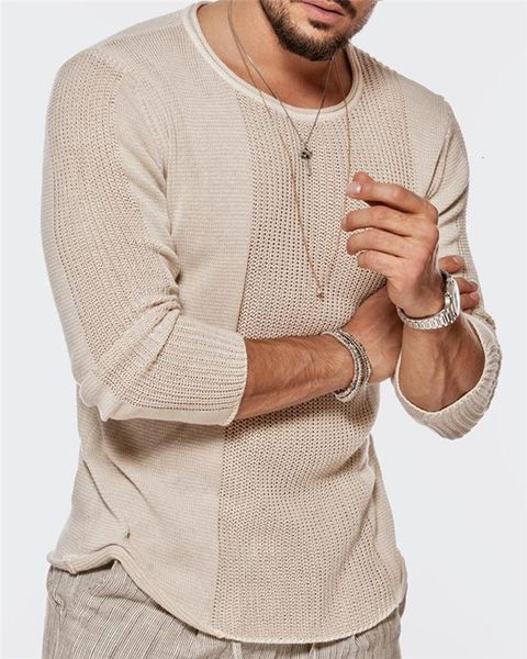 

mens o-neck hollow out knits man autumn winter solid color irregular long sleeve sweater men fashion solid color sweaters, White;black