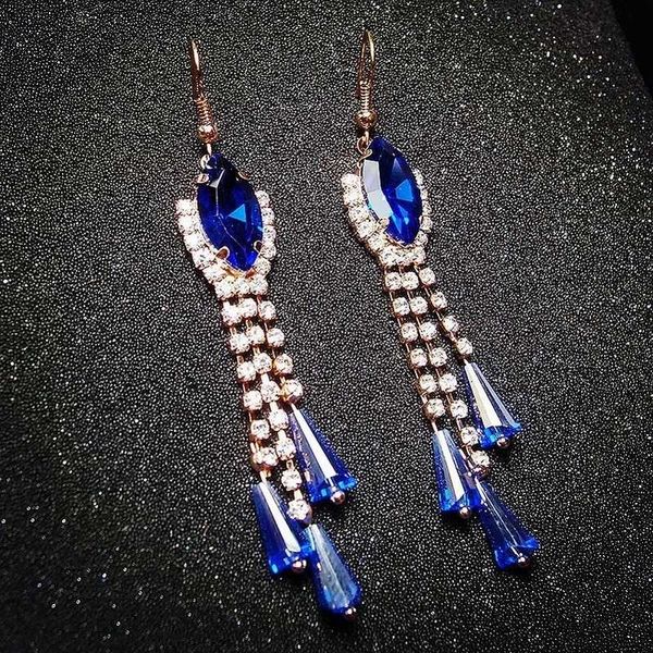 

jewelry fashion crystal long tassel earrings blwjyp, Red;brown