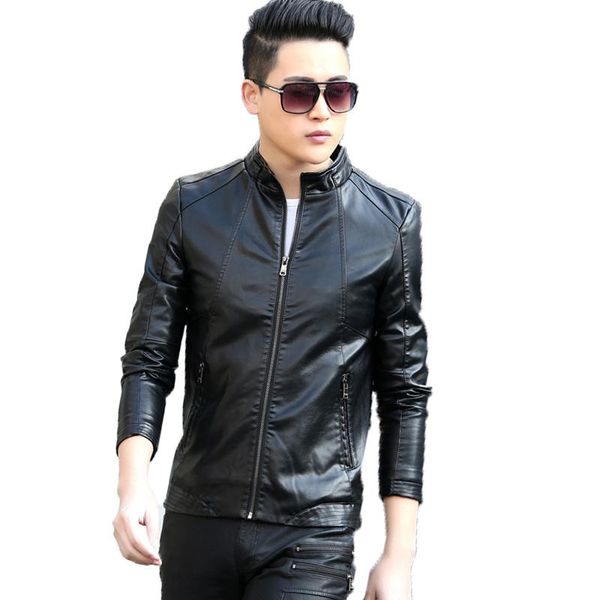 

men's fur & faux leather suede men coat jacket summer autumn slim moto outerwear suit plus size lf2026, Black