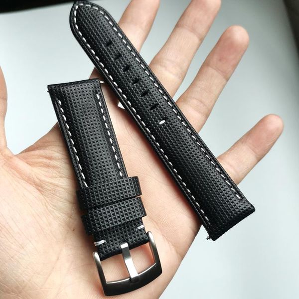 

watch bands 20 21 22mm handmade thick section black strap band genuine leather men's belt upscale texture cowhide watchbands, Black;brown