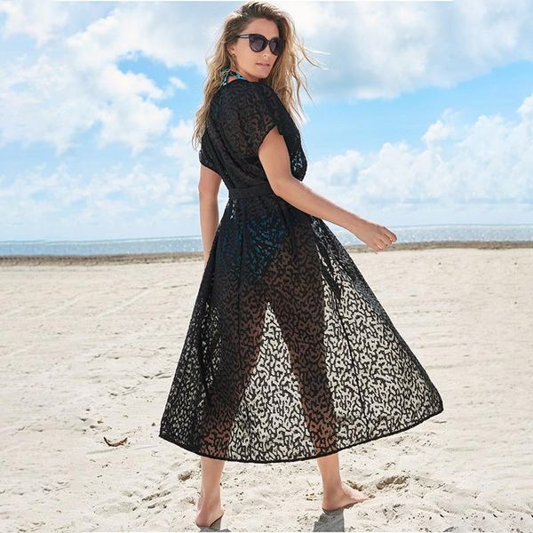 

women's swimwear beach cardigan cover ups women see through belted dress lace tunic kaftan beachwear swimsuit, White;black