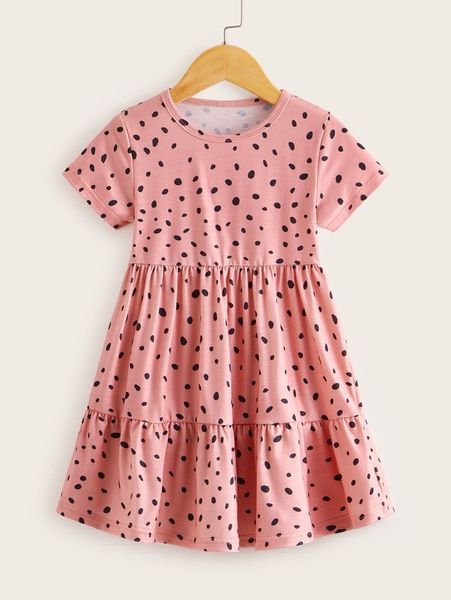 

toddler girls dalmatian ruffle hem a-line dress she, Red;yellow