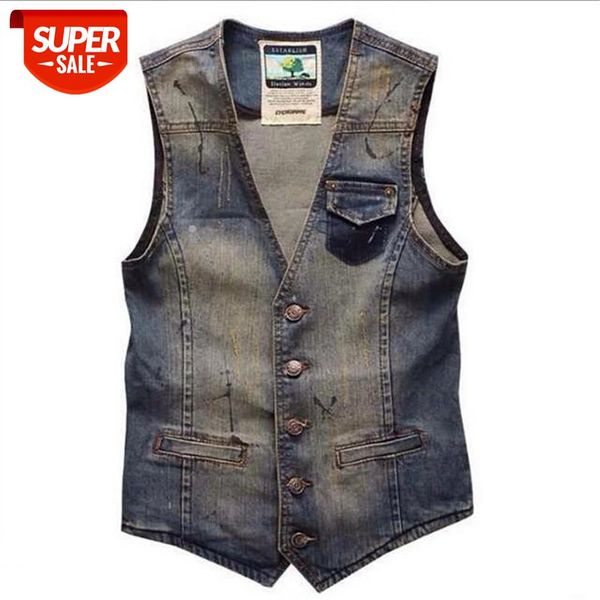 

fashion 2020 men's denim jeans vest sleeveless spring man streetwear jackets #c90i, Black;white