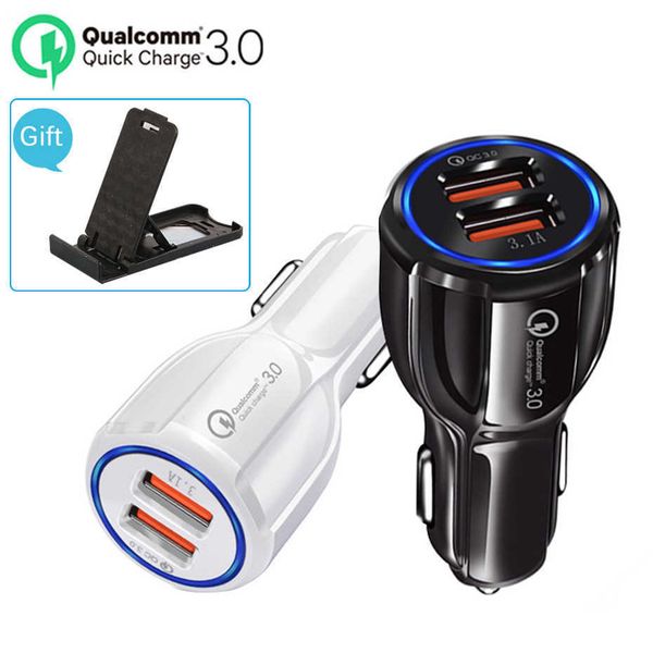 

charge 3.0 quick car charger for mobile phone dual usb power adapter qualcomm qc 3.0 fast charging adapter mini usb car charger
