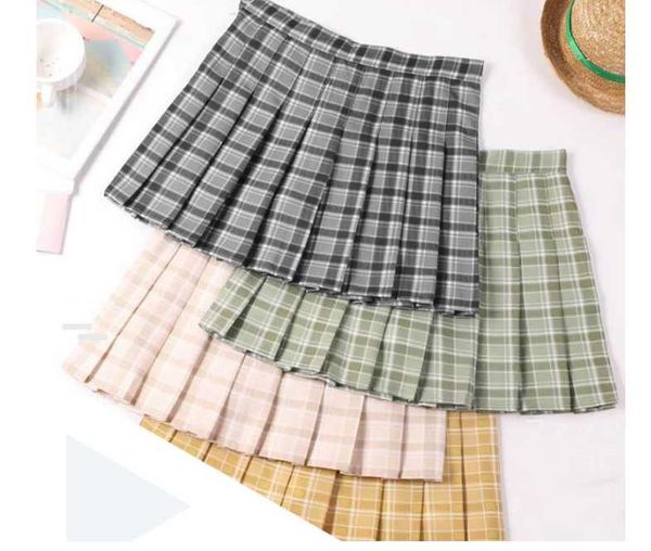

skirts 2021 arrival female skirt plaid pleated high quality, Black