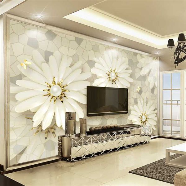 

wallpapers wellyu customized 3d mural european golden jewelry flower mosaic stone pattern wallpaper living room bedroom tv background wall