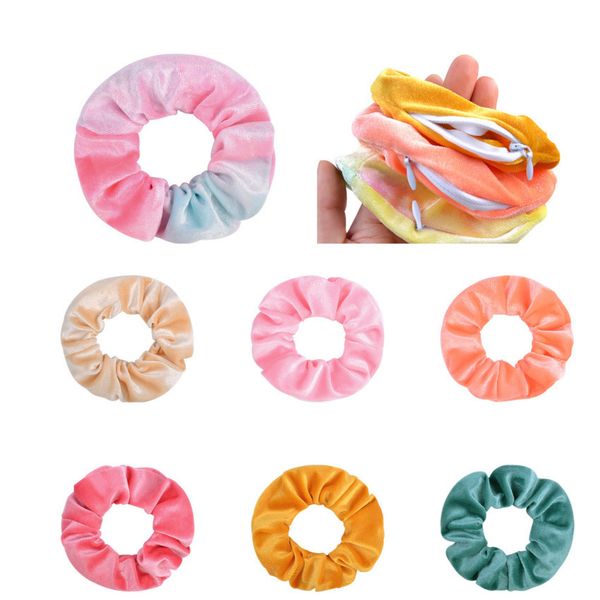 

korean styles ins girls plush large intestine headbands hair ties girls headbands hair scrunchies ring with zip solid color headdress g22404, Slivery;white