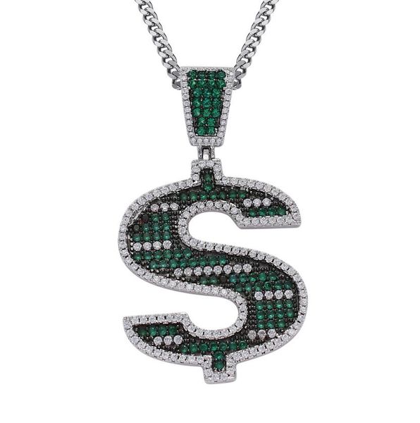 

new style hip hop accessories green s dollar sign pendant with zircon hiphop fashion men's jewelry, Red;blue