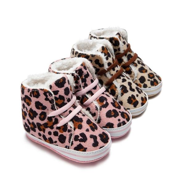 

first walkers winter baby shoes boots boy girl warm fluff leopard soft sole outdoor snow toddler infant moccasins