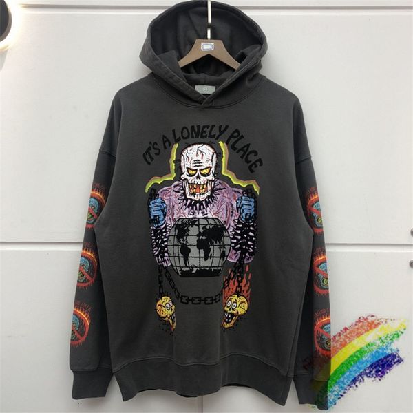 

2021 new 19fw xxxtentacion segurar o porto west das mulheres dos homens do hoodie com capuz bordado grosso lavado fazer velho kanye ksfv, Black