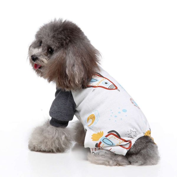 

selling striped housewear cotton printed dog four legged pajamas knitted pet cloth
