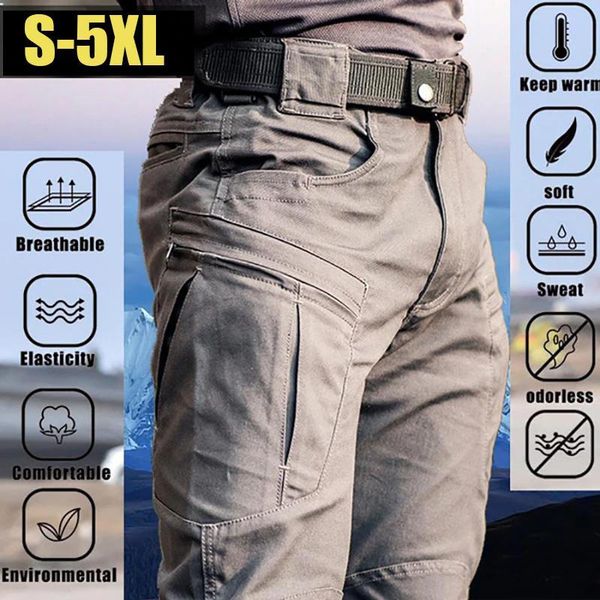 

men's pants outdoor cargo man work hiking rip-smilitary tactical casual multi-pocket men trousers, Black