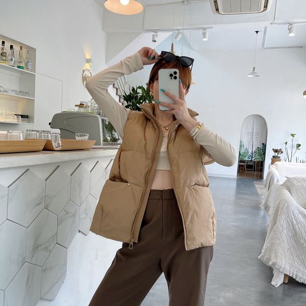 

2021 down et women's korean rivet vt short loose waistcoat off-season packaging, Black;white