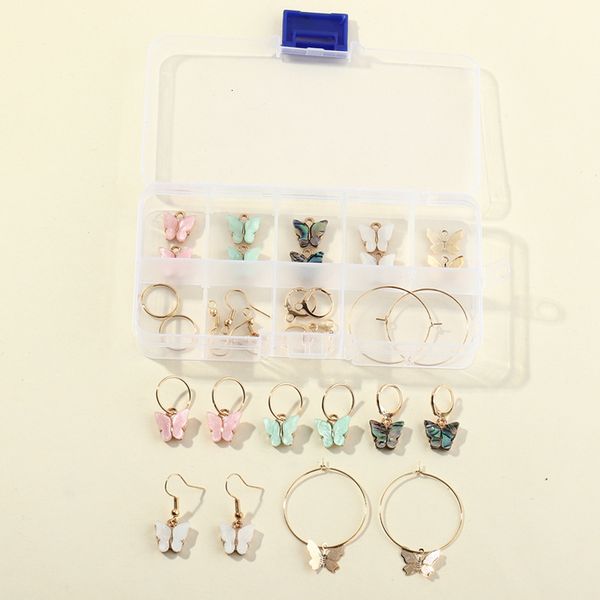 

diy acrylic alloy pendant small fresh butterfly accessories earrings, Silver