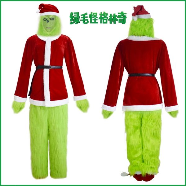 

halloween green hair monster grinch cosplay santa claus suit party costume, Silver