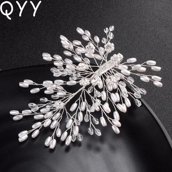 

hair clips & barrettes arrival wedding women handmade pearls crystal jewelry accessories hairpieces, Golden;silver