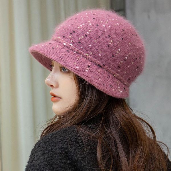 

beanie/skull caps yqyxcy hat women winter beanie ear protection plush velvet thick warm knitted fur bonnet with brim mother cap, Blue;gray