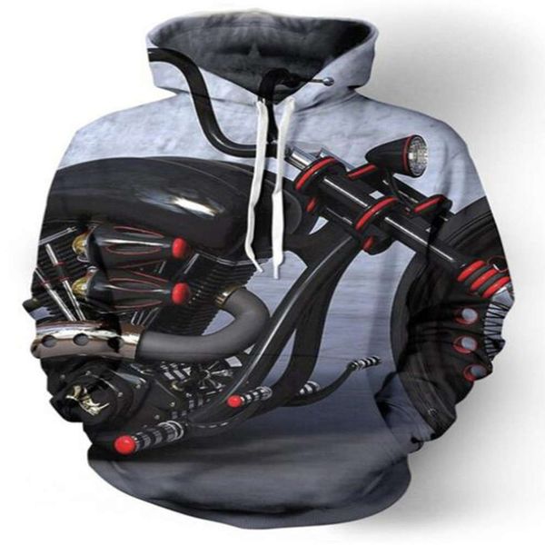 

new motorcycle machinery 3d printing pullover hooded sweater tt465, Black