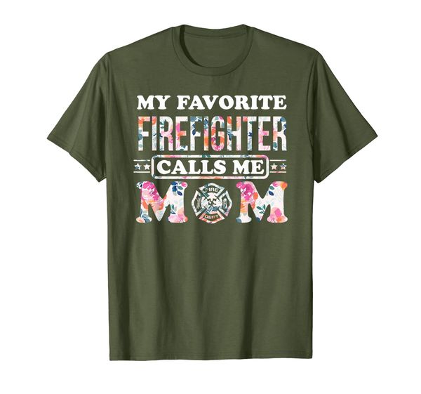 

my favorite firefighter calls me mom tshirt mother gift t-shirt, White;black