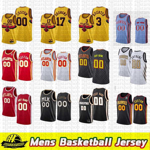 

trae 11 young 3 kevin huerter 1 jalen johnson 75th custom men jersey 4 skylar mays 17 onyeka okongwu basketball jerseys, Black;red