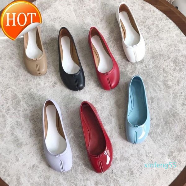 

mm6 split toe axigo same tabi pig's feet shallow mouth ballet patent leather single shoes women's fashion tqzl goodgoodsneakers