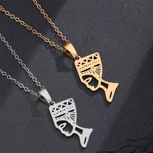 

pendant necklaces egypt queen necklace hollow titanium steel jewelry for women factory price yp8465, Silver