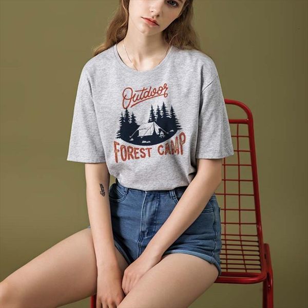 

summer female fashion and womens men t shirt o neck cartoon camp printing letter loose vintage casual short sleeved, White;black