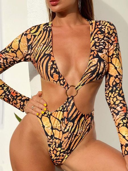 

zafille one-piece swimsuit for women bathing suits vintage print swimwear metal buckle bodysuit women swimsuit women's beach