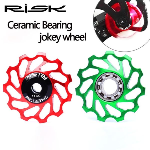 

bike derailleurs risk ra126 mtb road 11t aluminum alloy jockey wheel rear derailleur ceramic bearing guide bicycle roller parts