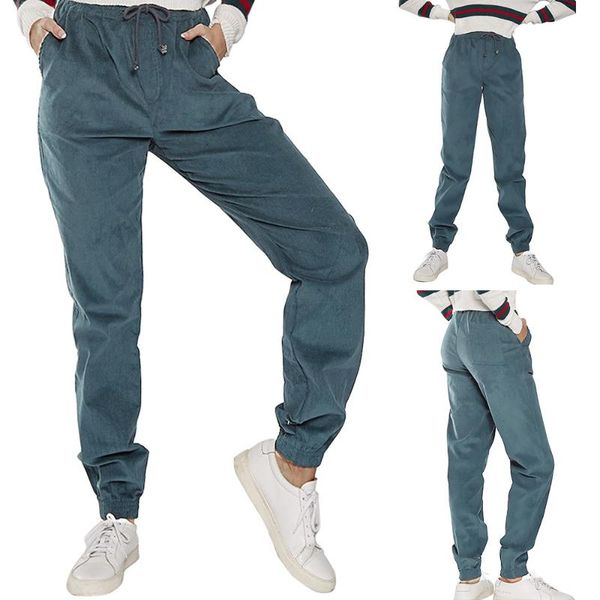 

women's pants & capris corduroy womens casual loose winter autumn 2021 fashionable high waist trousers pantaloons ladies harem, Black;white