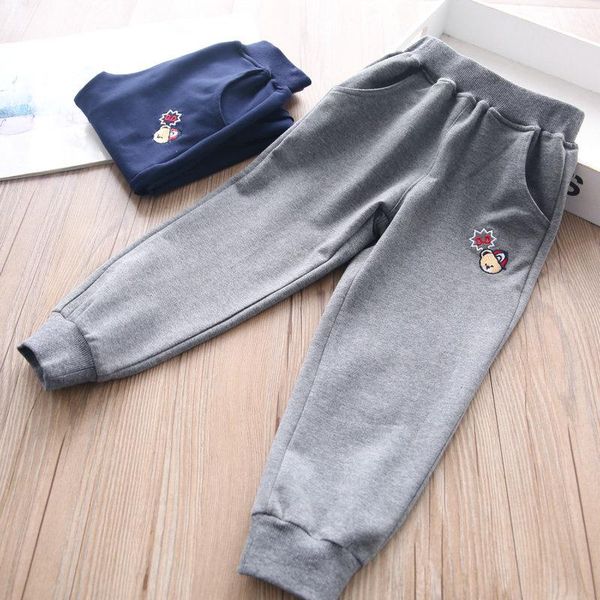 

2021spring baby girls cartoon embroidery pants wholesale, Blue